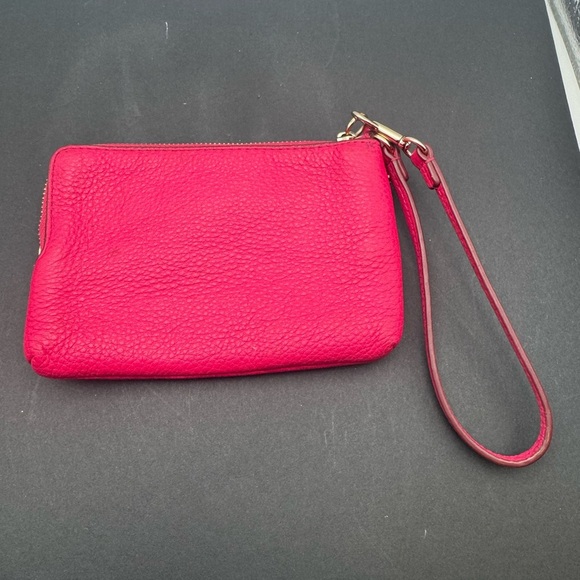Coach Pink Leather Wristlet very clean tiny spot - Picture 2 of 5